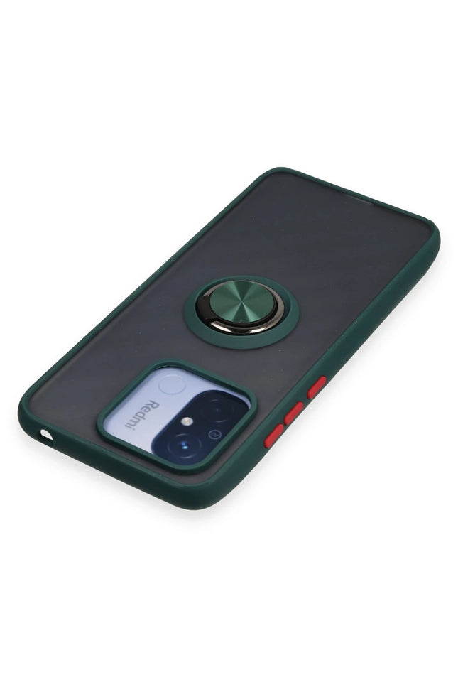 Xiaomi Redmi 12C Montreal Yüzüklü Silikon Kapak Kılıf - Yeşil 4