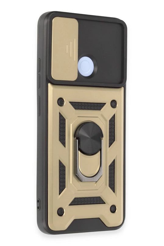 Xiaomi Redmi 12C Pars Lens Yüzüklü Silikon Kılıf - Gold 2