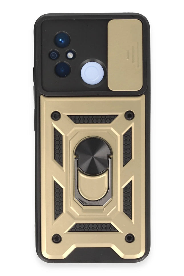 Xiaomi Redmi 12C Pars Lens Yüzüklü Silikon Kılıf - Gold