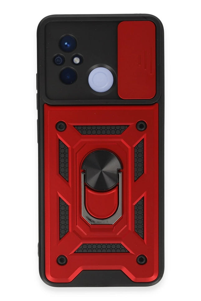 Xiaomi Redmi 12C Pars Lens Yüzüklü Silikon Kılıf - Kırmızı