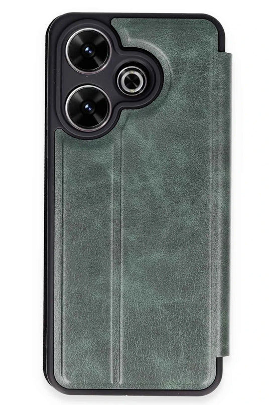Xiaomi Redmi 13 4G Flip Cover Kılıf - Koyu Yeşil
