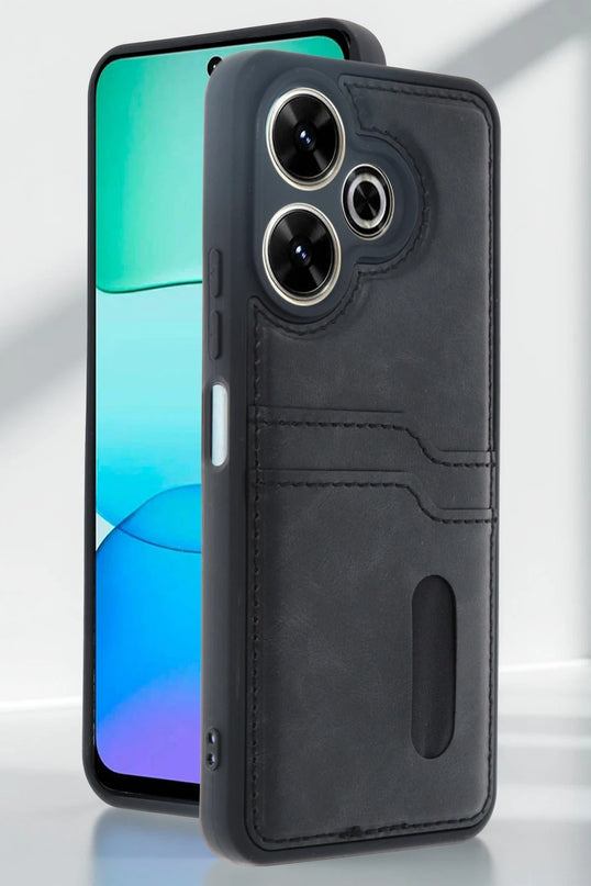 Xiaomi Redmi 13 4G Sara Kartvizitli Deri Kılıf - Kırmızı 2