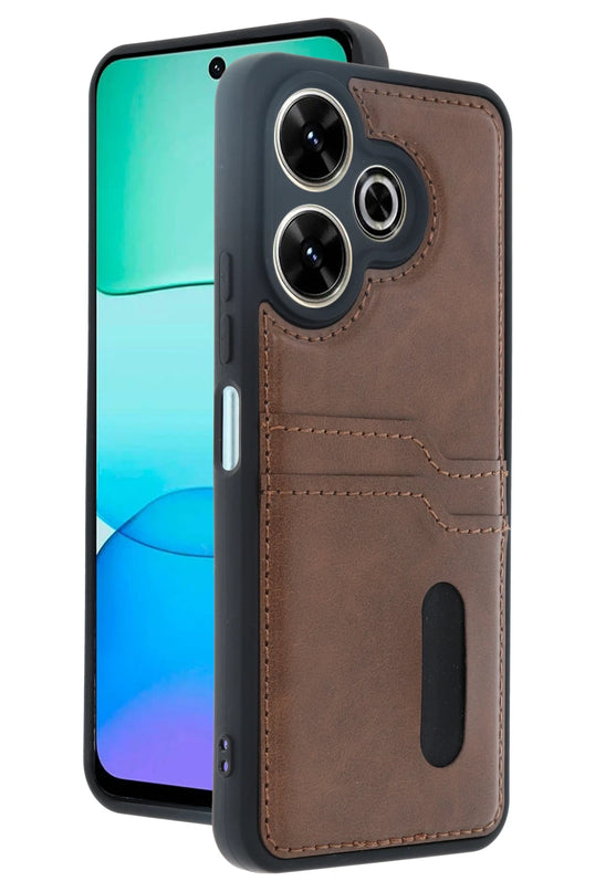 Xiaomi Redmi 13 4G Sara Kartvizitli Deri Kılıf - Taba