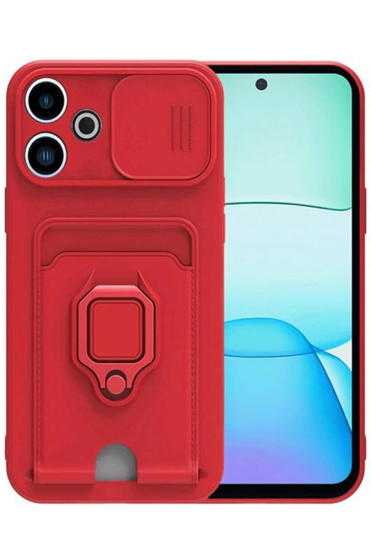 Xiaomi Redmi 13 4G Zuma Kartvizitli Yüzüklü Silikon Kılıf - Kırmızı