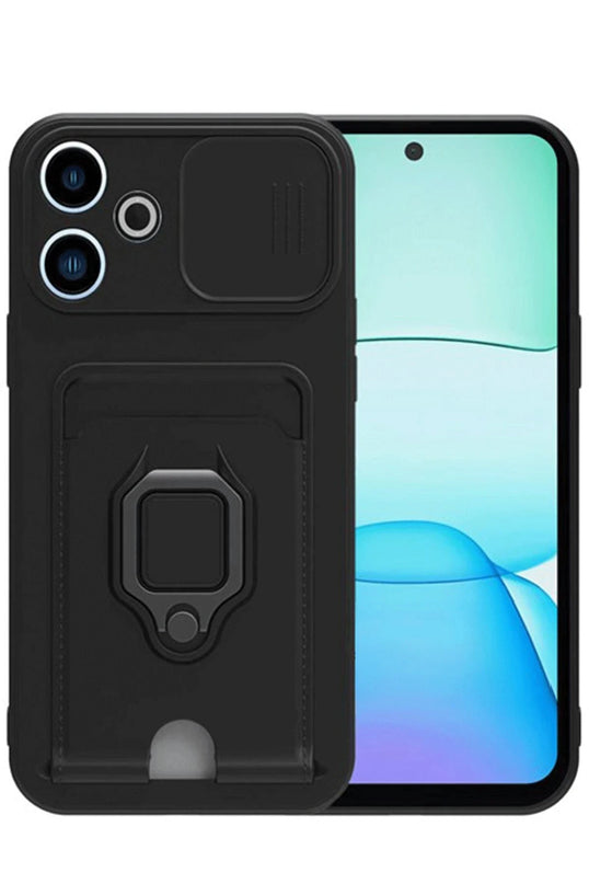 Xiaomi Redmi 13 4G Zuma Kartvizitli Yüzüklü Silikon Kılıf - Siyah