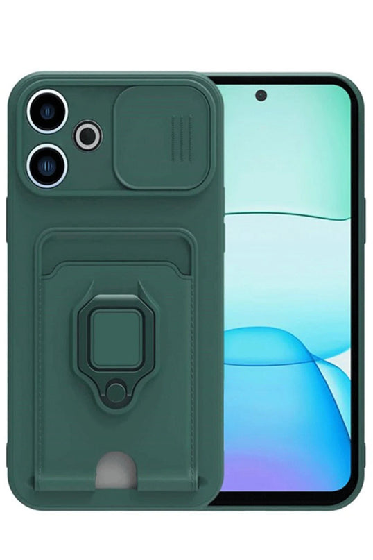 Xiaomi Redmi 13 4G Zuma Kartvizitli Yüzüklü Silikon Kılıf - Yeşil