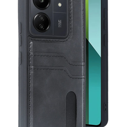 Xiaomi Redmi 13C Sara Kartvizitli Deri Kılıf - Siyah