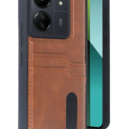 Xiaomi Redmi 13C Sara Kartvizitli Deri Kılıf - Taba