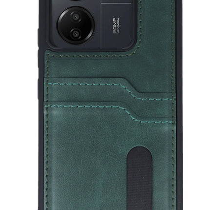 Xiaomi Redmi 13C Sara Kartvizitli Deri Kılıf - Koyu Yeşil 2