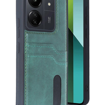 Xiaomi Redmi 13C Sara Kartvizitli Deri Kılıf - Koyu Yeşil