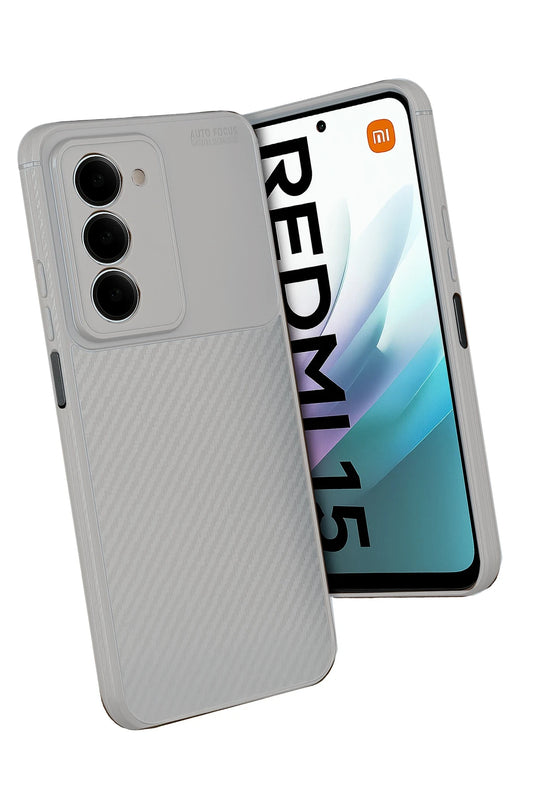 Xiaomi Redmi 15 4G Auto Focus Karbon Kapak Kılıf - Gri 3