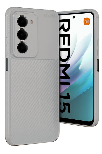 Xiaomi Redmi 15 4G Auto Focus Karbon Kapak Kılıf - Gri
