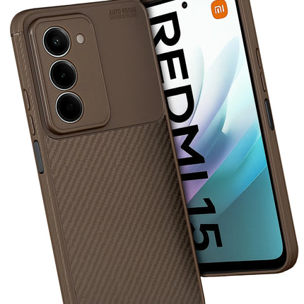 Xiaomi Redmi 15 4G Auto Focus Karbon Kapak Kılıf - Kahverengi 3