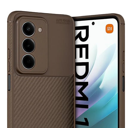 Xiaomi Redmi 15 4G Auto Focus Karbon Kapak Kılıf - Kahverengi 2
