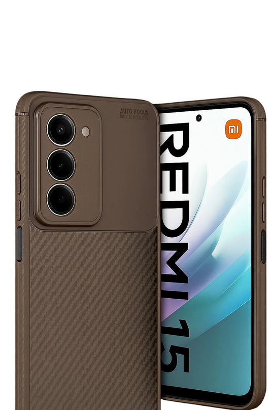 Xiaomi Redmi 15 4G Auto Focus Karbon Kapak Kılıf - Kahverengi 2