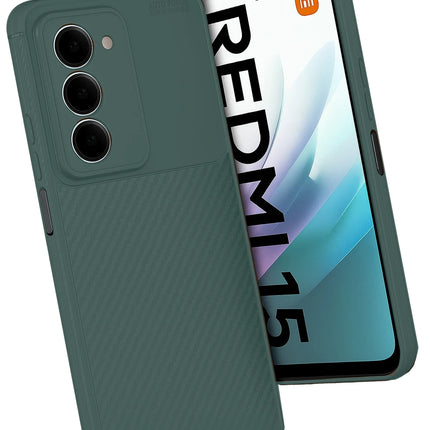 Xiaomi Redmi 15 4G Auto Focus Karbon Kapak Kılıf - Koyu Yeşil 3