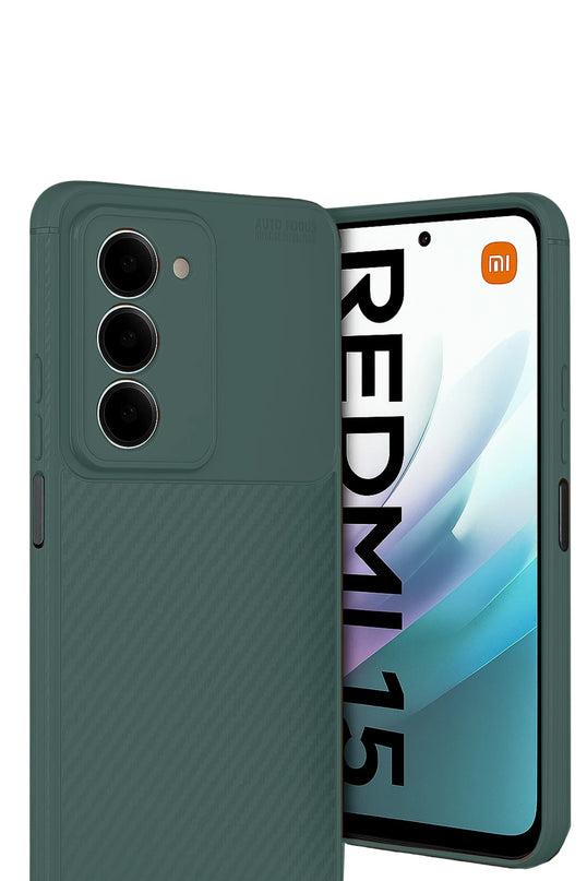 Xiaomi Redmi 15 4G Auto Focus Karbon Kapak Kılıf - Koyu Yeşil 2