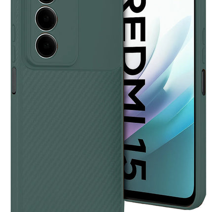 Xiaomi Redmi 15 4G Auto Focus Karbon Kapak Kılıf - Koyu Yeşil