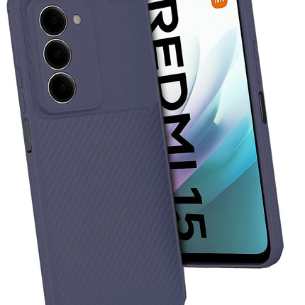 Xiaomi Redmi 15 4G Auto Focus Karbon Kapak Kılıf - Lacivert 3