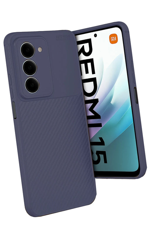 Xiaomi Redmi 15 4G Auto Focus Karbon Kapak Kılıf - Lacivert 3