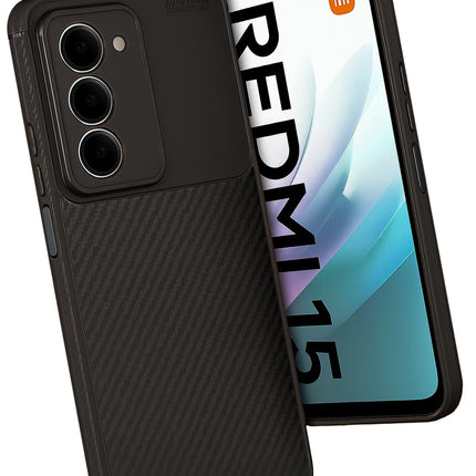 Xiaomi Redmi 15 4G Auto Focus Karbon Kapak Kılıf - Siyah 3