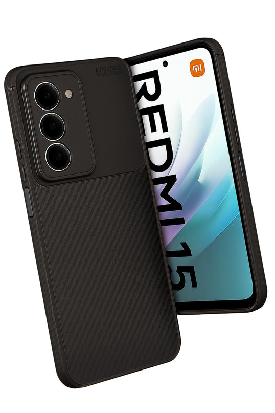 Xiaomi Redmi 15 4G Auto Focus Karbon Kapak Kılıf - Siyah 3