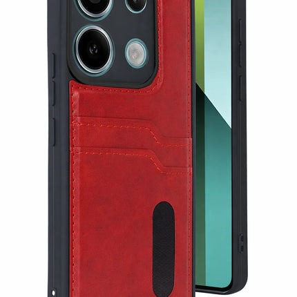 Xiaomi Redmi 15C 4G Sara Kartvizitli Deri Kılıf - Kırmızı