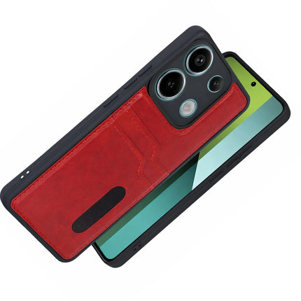 Xiaomi Redmi 15C 4G Sara Kartvizitli Deri Kılıf - Kırmızı 2