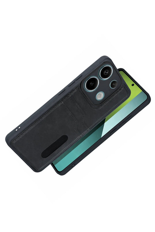 Xiaomi Redmi 15C 4G Sara Kartvizitli Deri Kılıf - Siyah 2