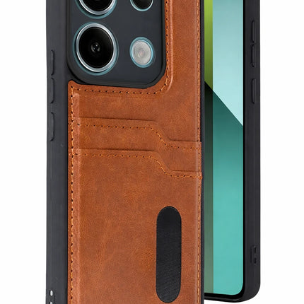 Xiaomi Redmi 15C 4G Sara Kartvizitli Deri Kılıf - Taba