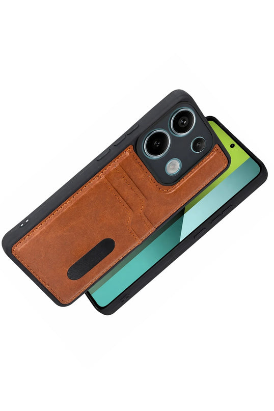 Xiaomi Redmi 15C 4G Sara Kartvizitli Deri Kılıf - Taba 2