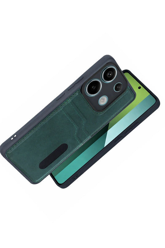 Xiaomi Redmi 15C 4G Sara Kartvizitli Deri Kılıf - Yeşil 2