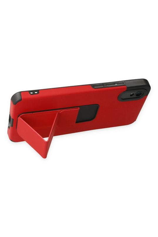 Xiaomi Redmi 9A Mega Standlı Silikon Kılıf - Kırmızı 4