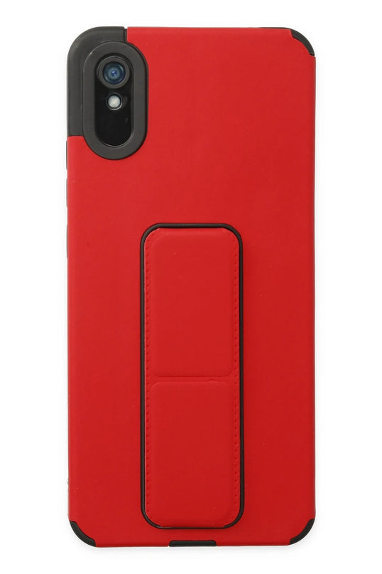 Xiaomi Redmi 9A Mega Standlı Silikon Kılıf - Kırmızı