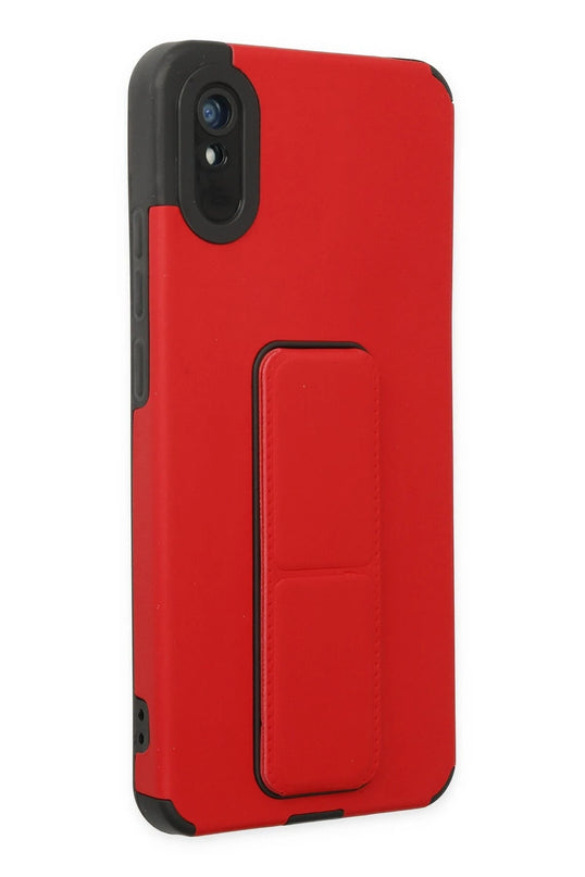 Xiaomi Redmi 9A Mega Standlı Silikon Kılıf - Kırmızı 2