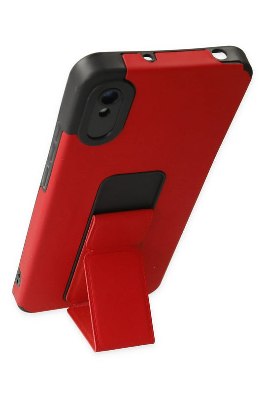 Xiaomi Redmi 9A Mega Standlı Silikon Kılıf - Kırmızı 3