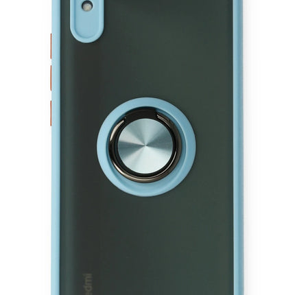 Xiaomi Redmi 9A Montreal Yüzüklü Silikon Kapak Kılıf - Buz Mavi