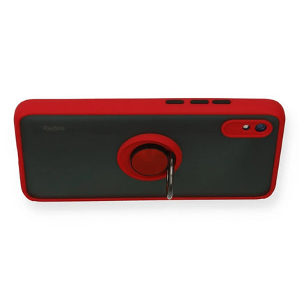 Xiaomi Redmi 9A Montreal Yüzüklü Silikon Kapak Kılıf - Kırmızı 3