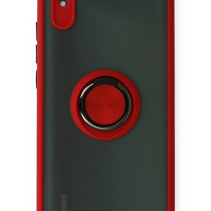 Xiaomi Redmi 9A Montreal Yüzüklü Silikon Kapak Kılıf - Kırmızı