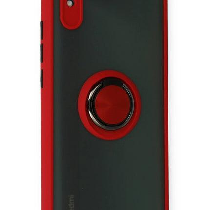 Xiaomi Redmi 9A Montreal Yüzüklü Silikon Kapak Kılıf - Kırmızı 2