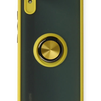 Xiaomi Redmi 9A Montreal Yüzüklü Silikon Kapak Kılıf - Sarı