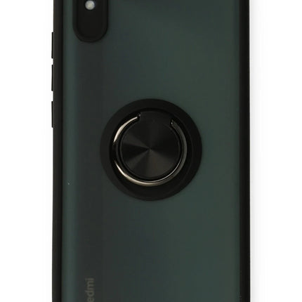 Xiaomi Redmi 9A Montreal Yüzüklü Silikon Kapak Kılıf - Siyah