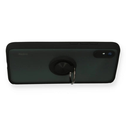 Xiaomi Redmi 9A Montreal Yüzüklü Silikon Kapak Kılıf - Siyah 3