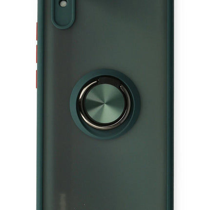 Xiaomi Redmi 9A Montreal Yüzüklü Silikon Kapak Kılıf - Yeşil