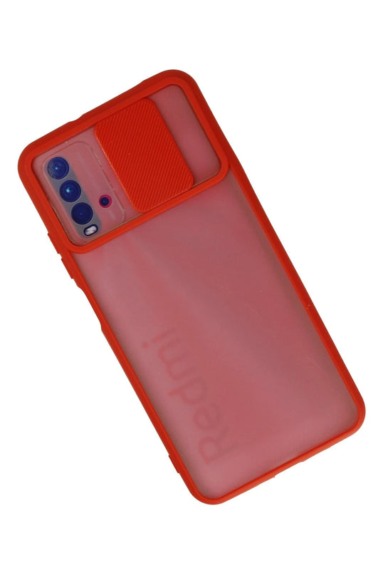 Xiaomi Redmi 9T Palm Buzlu Kamera Sürgülü Silikon Kılıf - Kırmızı 2