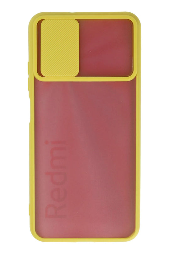 Xiaomi Redmi 9T Palm Buzlu Kamera Sürgülü Silikon Kılıf - Sarı 3