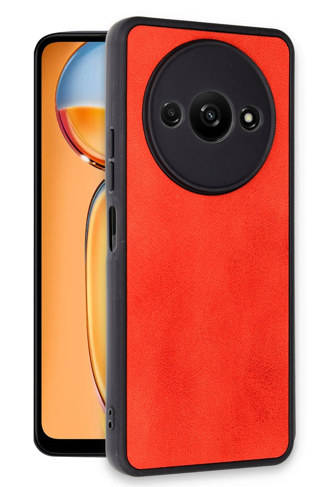 Xiaomi Redmi A3 4G Aras Deri Kapak Kılıf - Kırmızı 2
