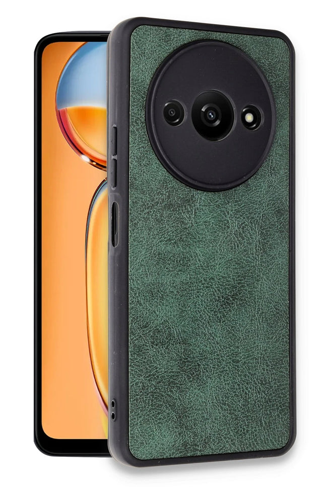 Xiaomi Redmi A3 4G Aras Deri Kapak Kılıf - Koyu Yeşil 2