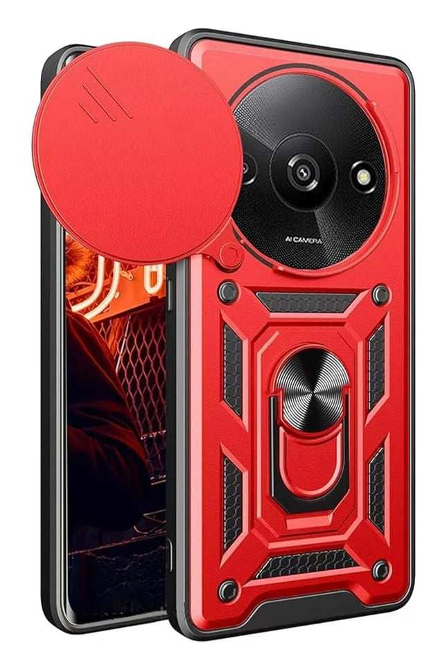 Xiaomi Redmi A3 4G Pars Lens Yüzüklü Silikon Kılıf - Kırmızı