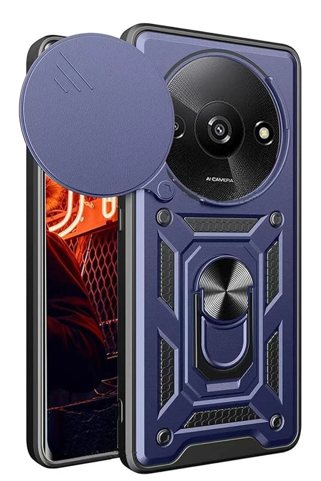 Xiaomi Redmi A3 4G Pars Lens Yüzüklü Silikon Kılıf - Lacivert